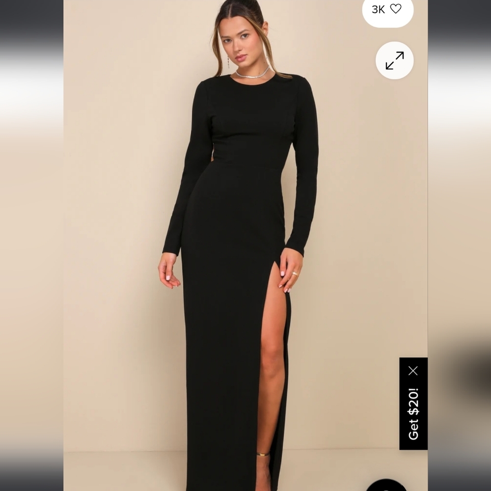 Flawless Esteem Black Long Sleeve Cutout Column Maxi Dress Lulus